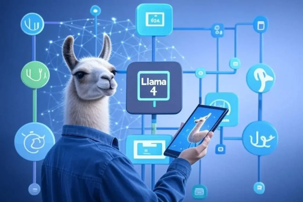 Gráfico interativo destacando as aplicações práticas dos modelos Llama 4 em ambientes de trabalho e educação