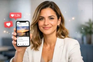 Pessoa usando ChatGPT para criar conteúdo com alcance no Instagram